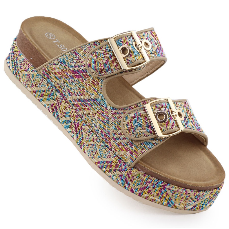 Papuci pe o talpă groasă cu cleme T.Sokolski L25-322 multicolor Papuci pe o talpă groasă cu cleme T.Sokolski L25-322 multicolor