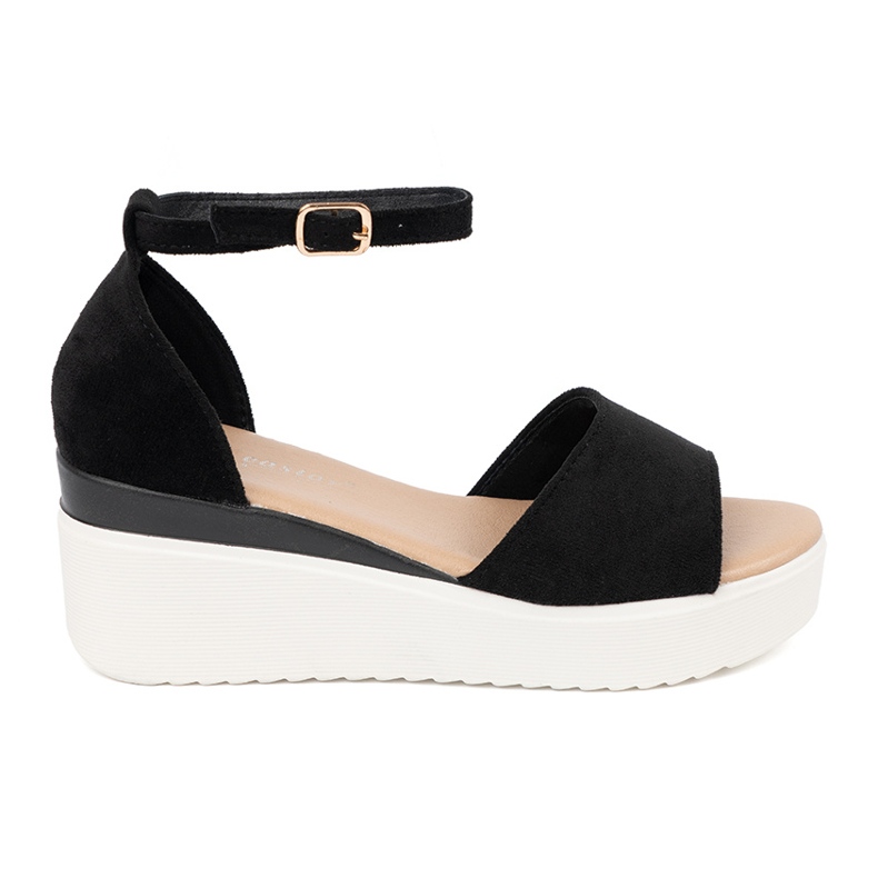 Seastar Sandale pentru femei negre pe o pană albă negru