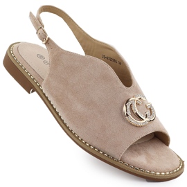 Sandale pentru femei construite cu decorare bej 43329 Potocki Sandale pentru femei construite cu decorare bej 43329 Potocki