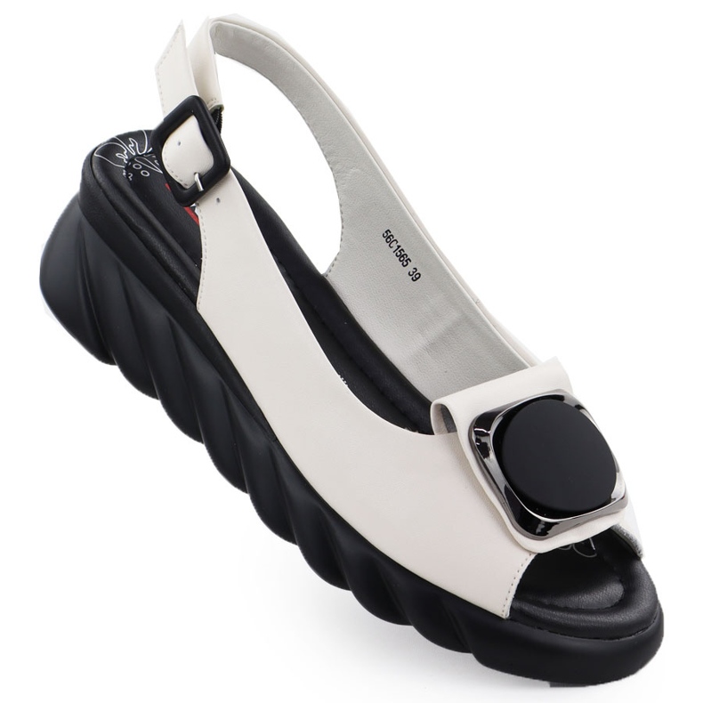 Sandale din piele pentru femei pe cremă de pană Artiker 56C1565 cremos Sandale din piele pentru femei pe cremă de pană Artiker 56C1565 cremos