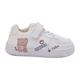 Adidași pentru copii Velcro cu un ursuleț alb