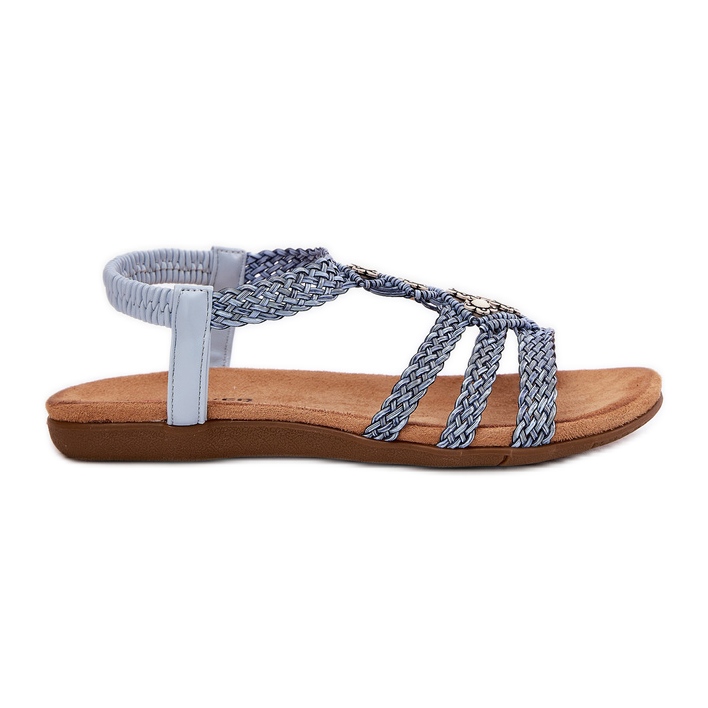Sandale plate pentru femei cu Artiker împletit 56C1325 Blue dungi albastru