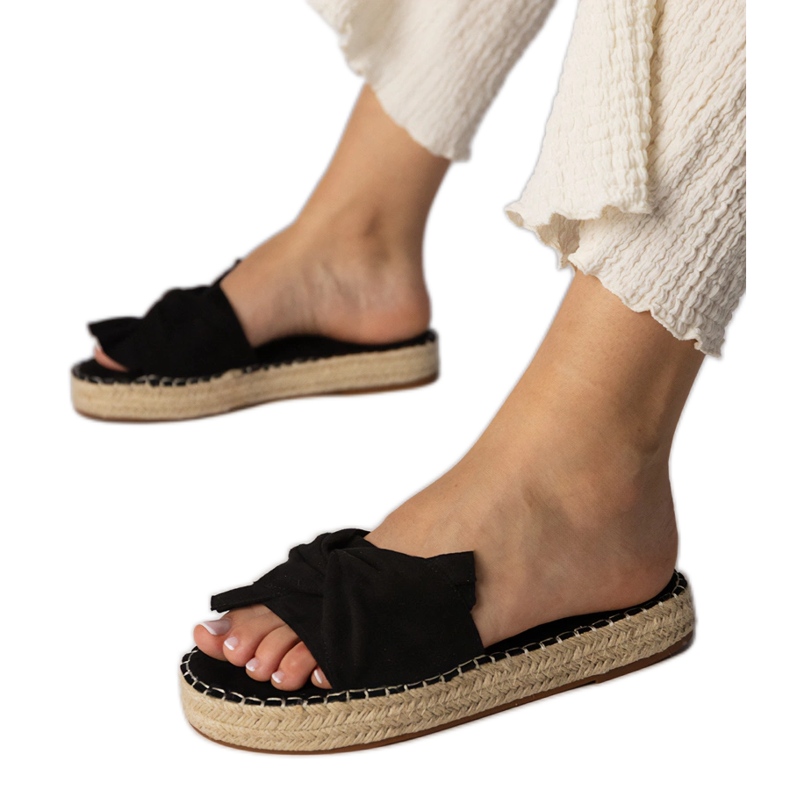 Espadrilles negri cu arc negru Espadrilles negri cu arc negru