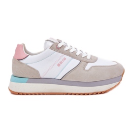 Adidaje din piele de căprioară pentru femei Big Star RR274A047 Hi-Polish Beige-White-White bej