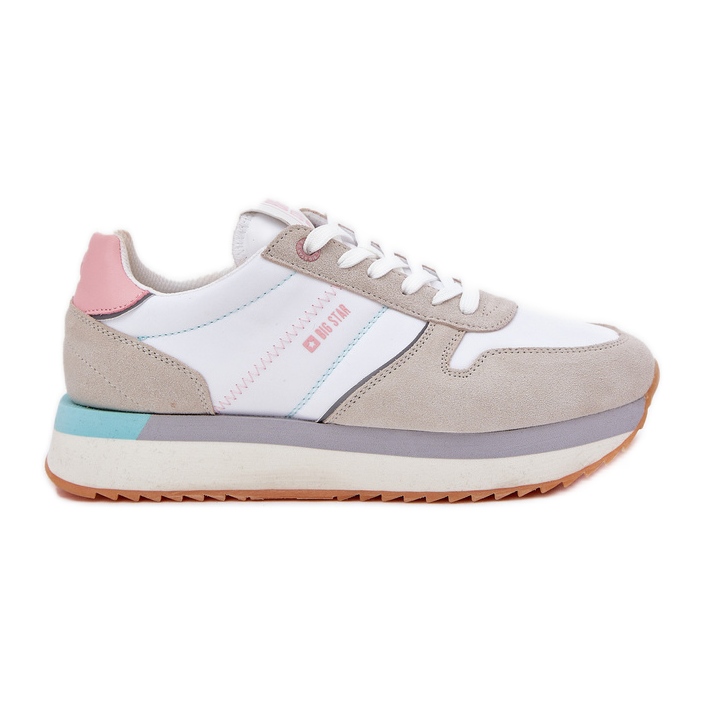 Adidaje din piele de căprioară pentru femei Big Star RR274A047 Hi-Polish Beige-White-White bej