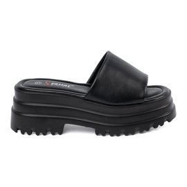 Seastar Papuci negri cu platformă negru Seastar Papuci negri cu platformă negru