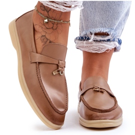 Mocasini de dama din piele bej
