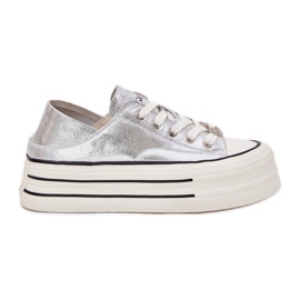 Adidaje din piele pentru femei pe platforma de argint GOE RR2N4108