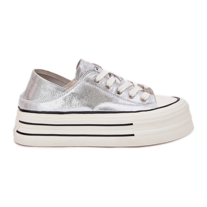 Adidaje din piele pentru femei pe platforma de argint GOE RR2N4108