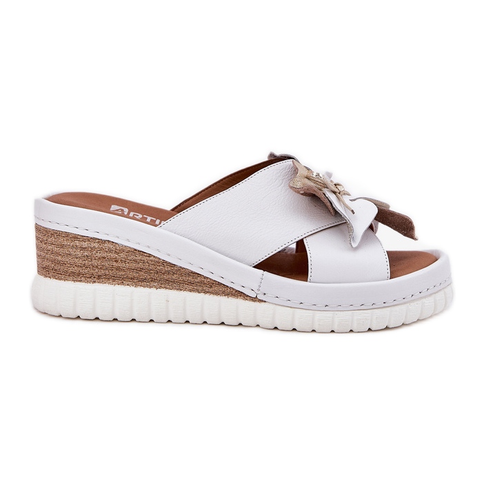 Panouri din piele pentru femei cu artiker decorativ de flori 52C0537 Alb Panouri din piele pentru femei cu artiker decorativ de flori 52C0537 Alb