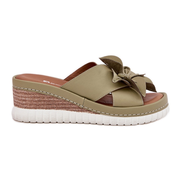 ARTIKER Pâinea din piele pentru femei cu o floare decorativă Artikemer 52C0503 Green verde ARTIKER Pâinea din piele pentru femei cu o floare decorativă Artikemer 52C0503 Green verde