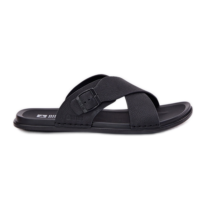 Big Star Flip -flops din piele masculină cu o stea mare RR174076 BRAMLE NEGRU