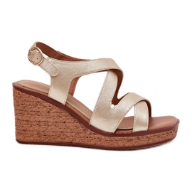Sandale pentru femei pe Wedge Sergio Leone SK223 Gold de aur Sandale pentru femei pe Wedge Sergio Leone SK223 Gold de aur