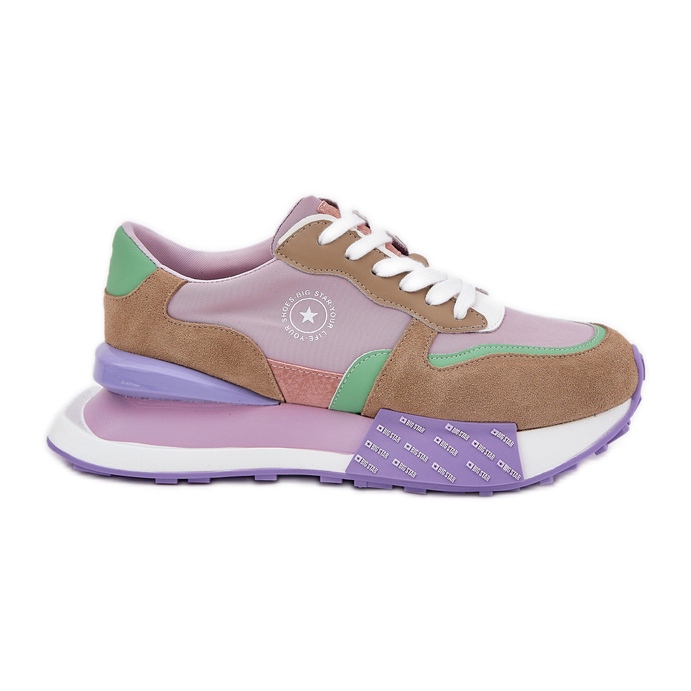 Adidaje pentru femei din piele de căprioară pe Big Star RR274815 Platforma de sistem roz Hi-Polish