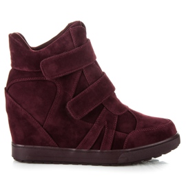 J. Star Tenisi din piele intoarsa cu velcro roșu