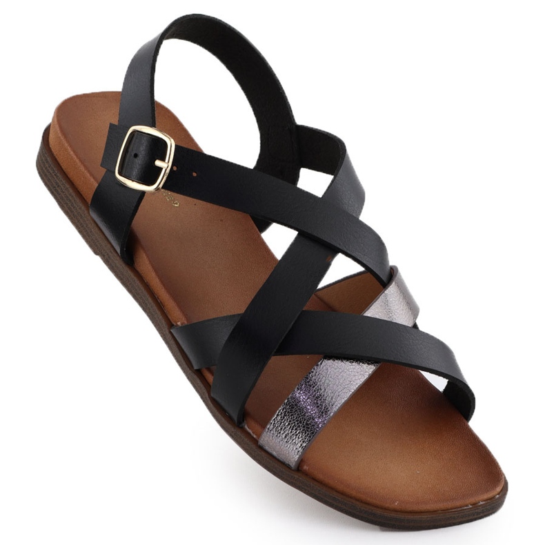 Sandale pentru femei Flat Romani negri Sergio Leone SK088H negru