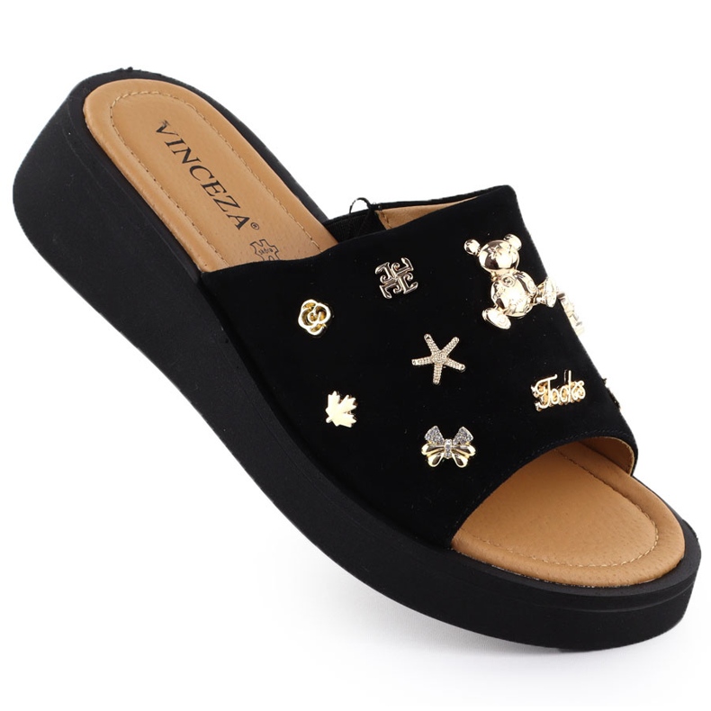 Panouri din piele pentru femei cu decorațiuni Black Vinceza 66741 negru