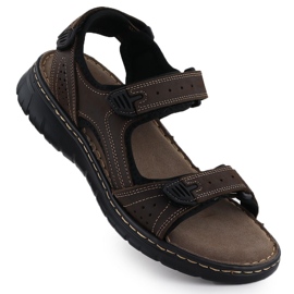 Sandale din piele masculină pentru maro Velcro McKeylor 95320
