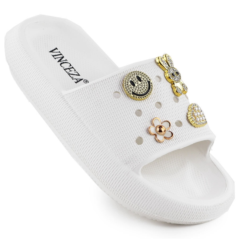 Flip -flops de spumă pe plaja piscinei de pe platforma albă decorată Vinceza 76055