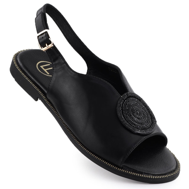 Sandale plate pentru femei cu negru Filippo DS6229 Zirconi Sandale plate pentru femei cu negru Filippo DS6229 Zirconi