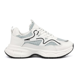 Shelvt Adidași albi și verzi cu inserții decorative