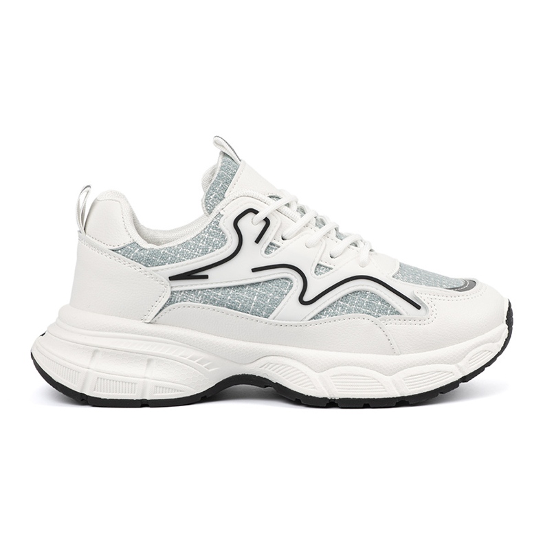 Shelvt Adidași albi și verzi cu inserții decorative