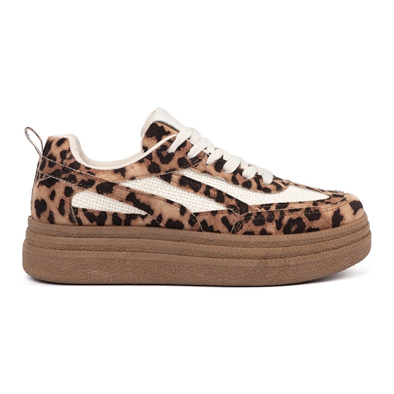 Adidași pentru femei cu imprimeu leopard maro