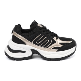 Adidași pentru femei negre cu inserții aurii negru