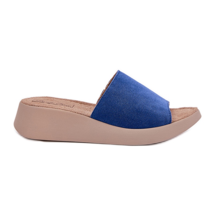 FLIP -uri pentru femei din piele de căprioară pe Panto FINO RR267041 Blue Wedge albastru