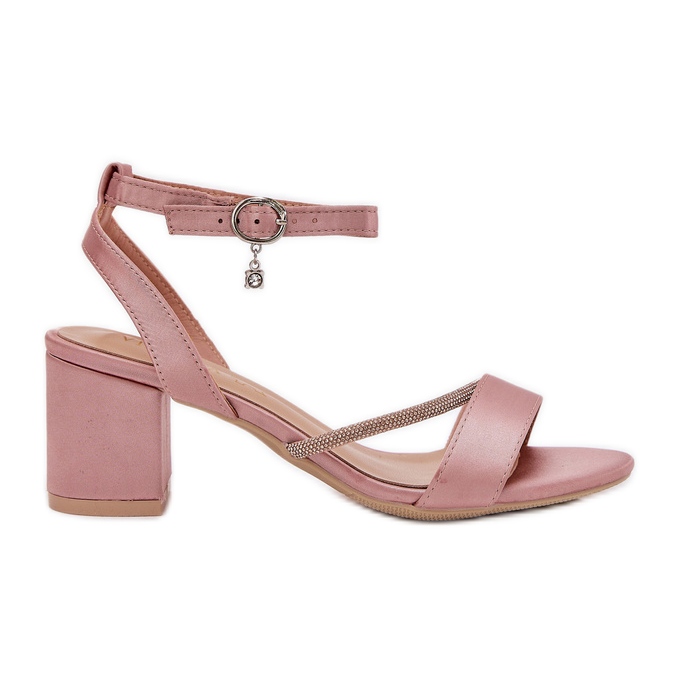 Sandale pentru femei pe stâlp cu Vinceza 20268 Zirconi roz