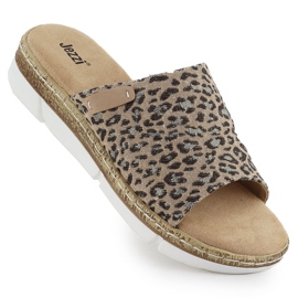 Flip -flops pentru femei pe un imprimeu leopard Jezzi 8832 bej