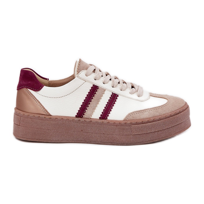 Adidași de piele pentru femei de pe platforma BEIG-BORD ZAZOO N1234 bej