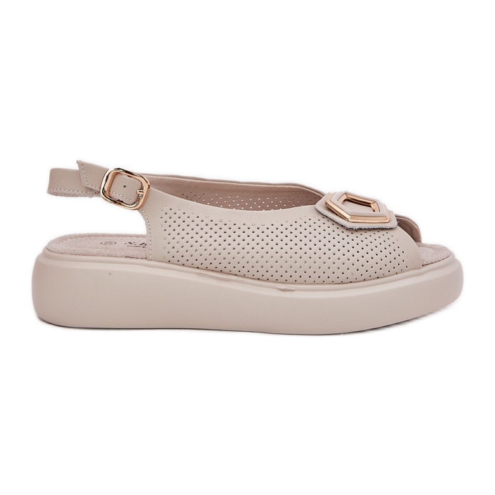 S.Barski Sandale din piele pentru femei cu un ornament de S. Barski LR51-786 bej