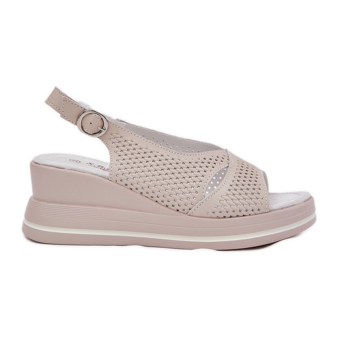 S.Barski Sandale din piele pentru femei S. Barski LR51-660 Openwork Beige bej