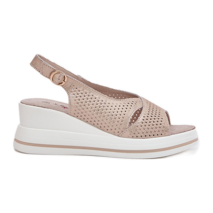 S.Barski Sandale din piele pentru femei S. Barski LR51-660 OpenWork Golden de aur