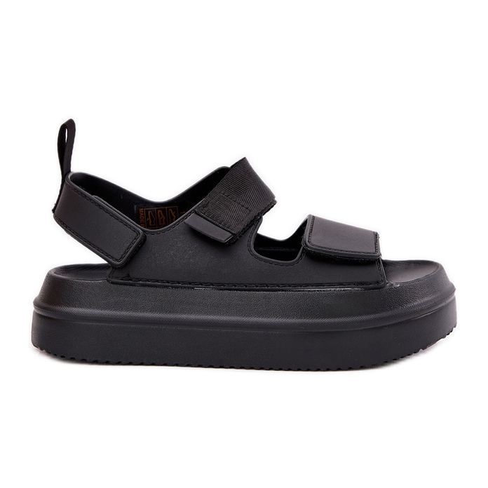 Inna Sandale pentru femei pe platformă cu Velcro Black negru