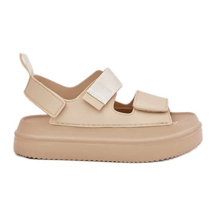 Inna Sandale pentru femei pe platformă cu Velcro Beige bej