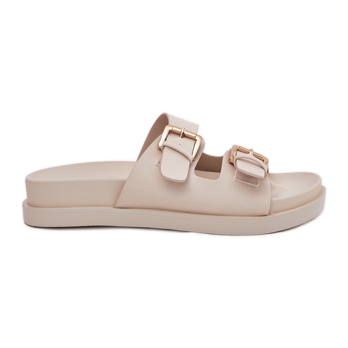 EVento Flip -flops pentru femei cu catarame de aur bej