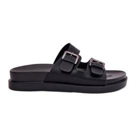 EVento Papuci pentru femei cu catarame de aur catarame negre negru