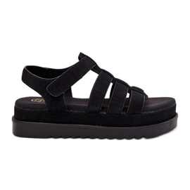 Inna Sandale pentru femei pe platformă Eco Suede Black negru