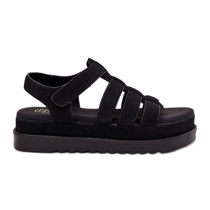 Inna Sandale pentru femei pe platformă Eco Suede Black negru Inna Sandale pentru femei pe platformă Eco Suede Black negru