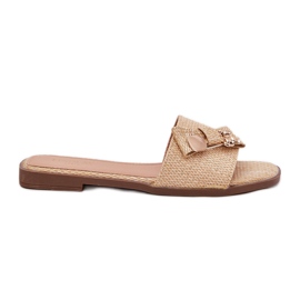 Inna Flip -flops pentru femei cu un bej cu arc Inna Flip -flops pentru femei cu un bej cu arc