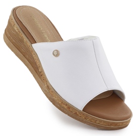 Flip-flops pentru femei pe White Wedge Sergio Leone KL-191 alb