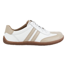 Olivier Pantofi minimalisti din piele minimalistă pentru femei Barefoot White cu adidași bej alb Olivier Pantofi minimalisti din piele minimalistă pentru femei Barefoot White cu adidași bej alb