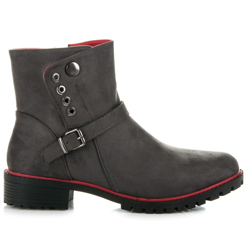 Seastar Ghete din piele de căprioară cu fermoar gri