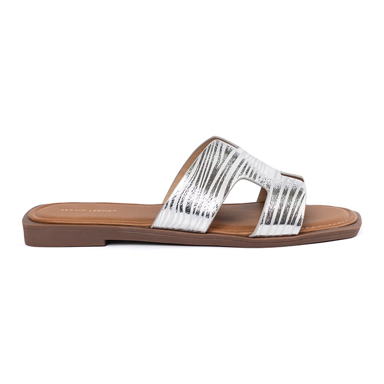 Sergio Leone Flip -flops cu un vârf pătrat argint