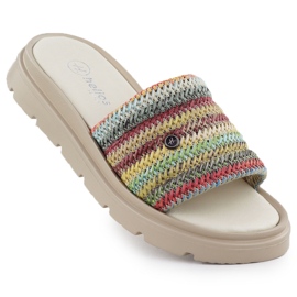 Flip -flops din piele pentru femei pe platforma multikolor Helios 156.731 multicolor