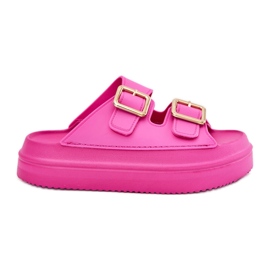Inna Flip -flops pentru femei pe platformă cu catarame de aur Fuchsia roz