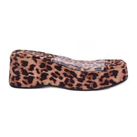 Inna Flip -flops pentru femei cu o pană transparentă We Leopard Bar maro