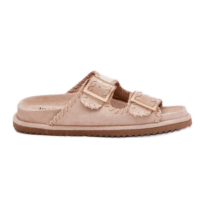 Inna Flip -flops pentru femei cu catarame și tiv decorativ bej